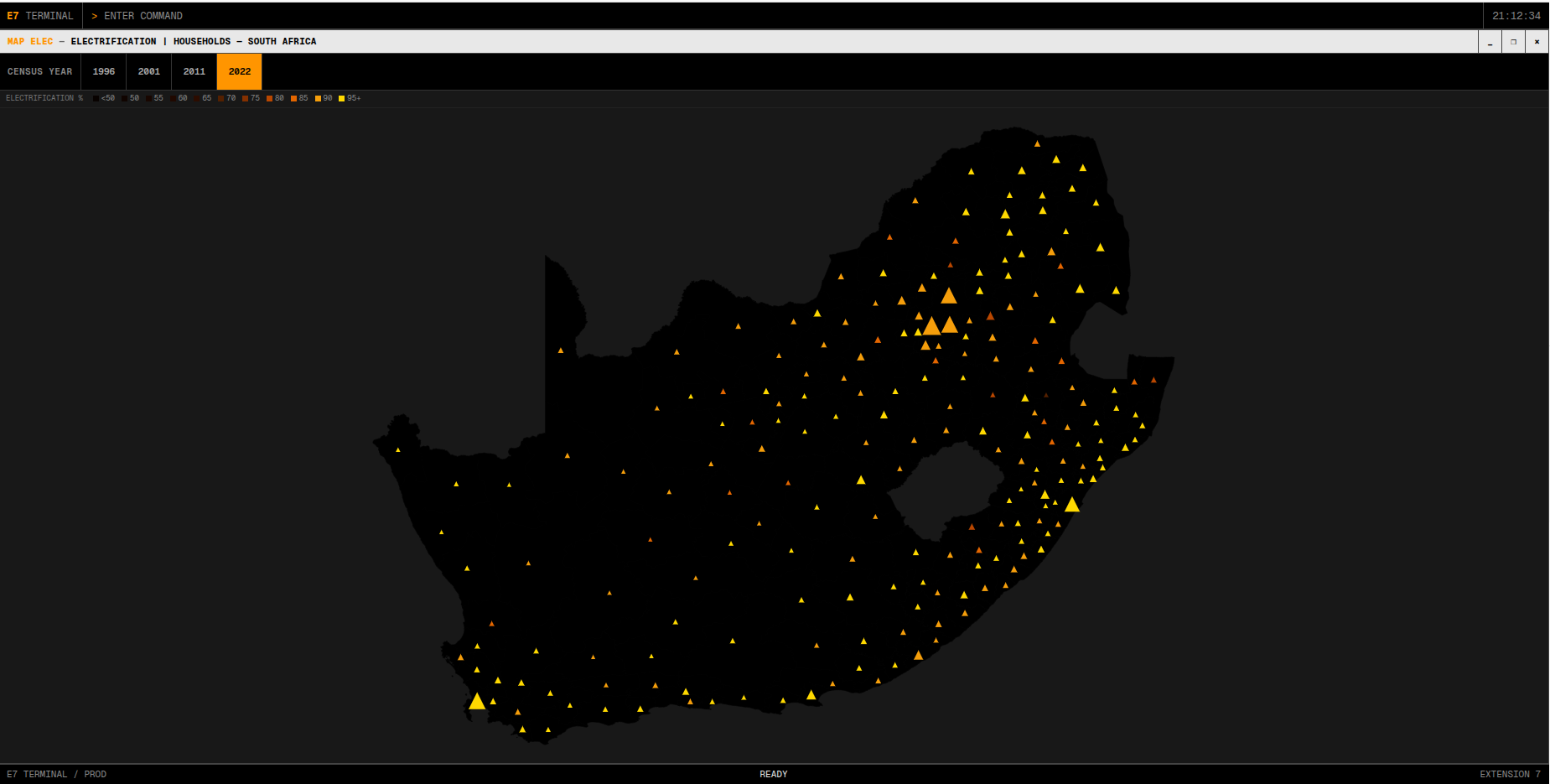 MAP ELEC — Electricity for lighting in South Africa, 2022